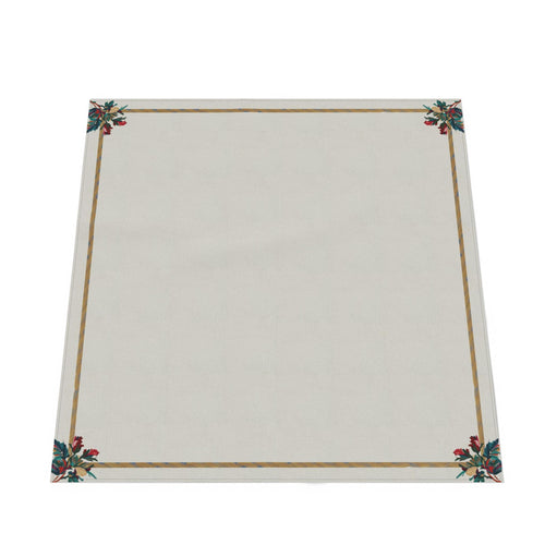 Noli June 'Jean Kept the Can Ridges on Purpose' mahjong tablecloth — cream ground, crimson roses, thin gold rope border