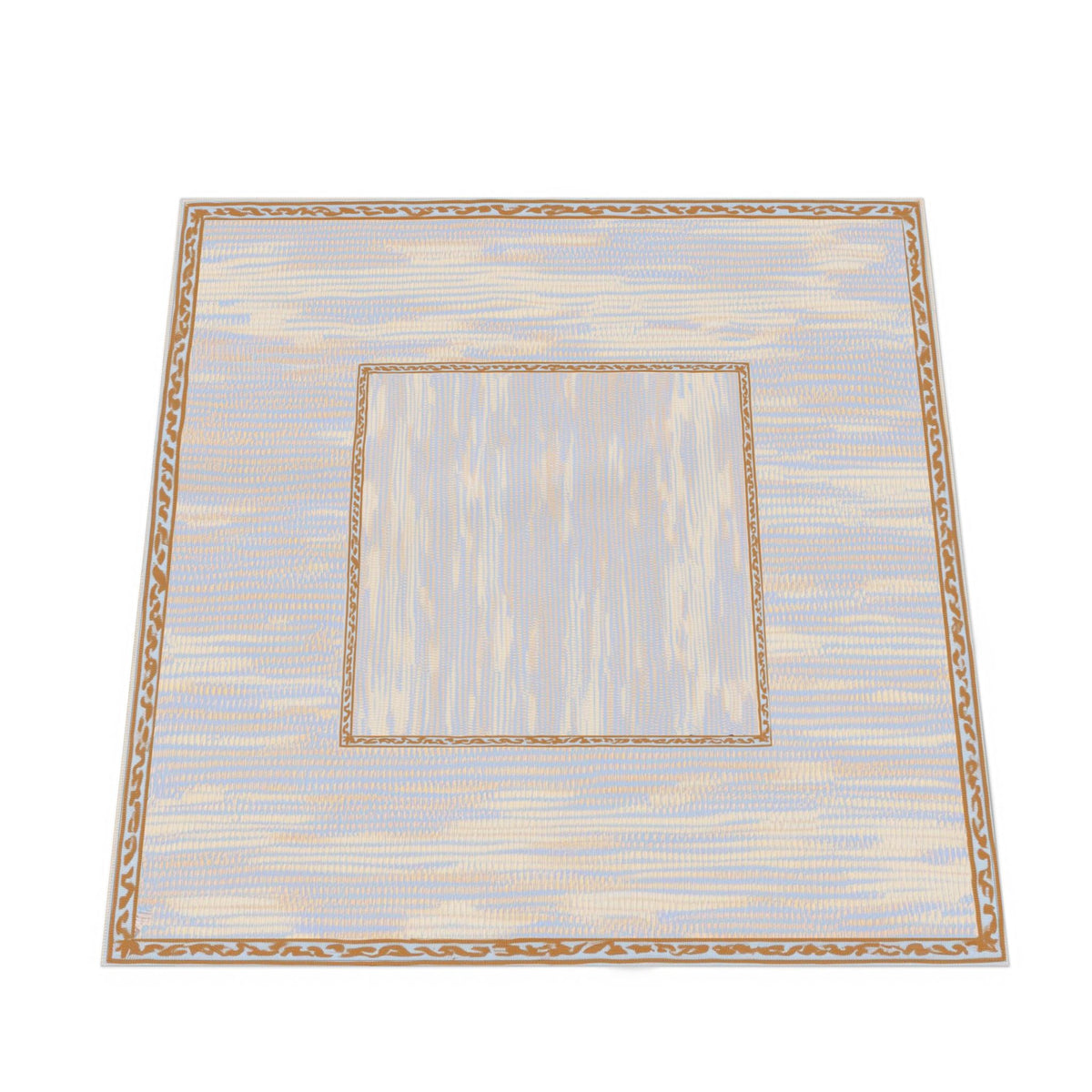 Noli June 'Harriet Entered the Pie Contest Again' mahjong tablecloth — pale periwinkle with a soft gold border