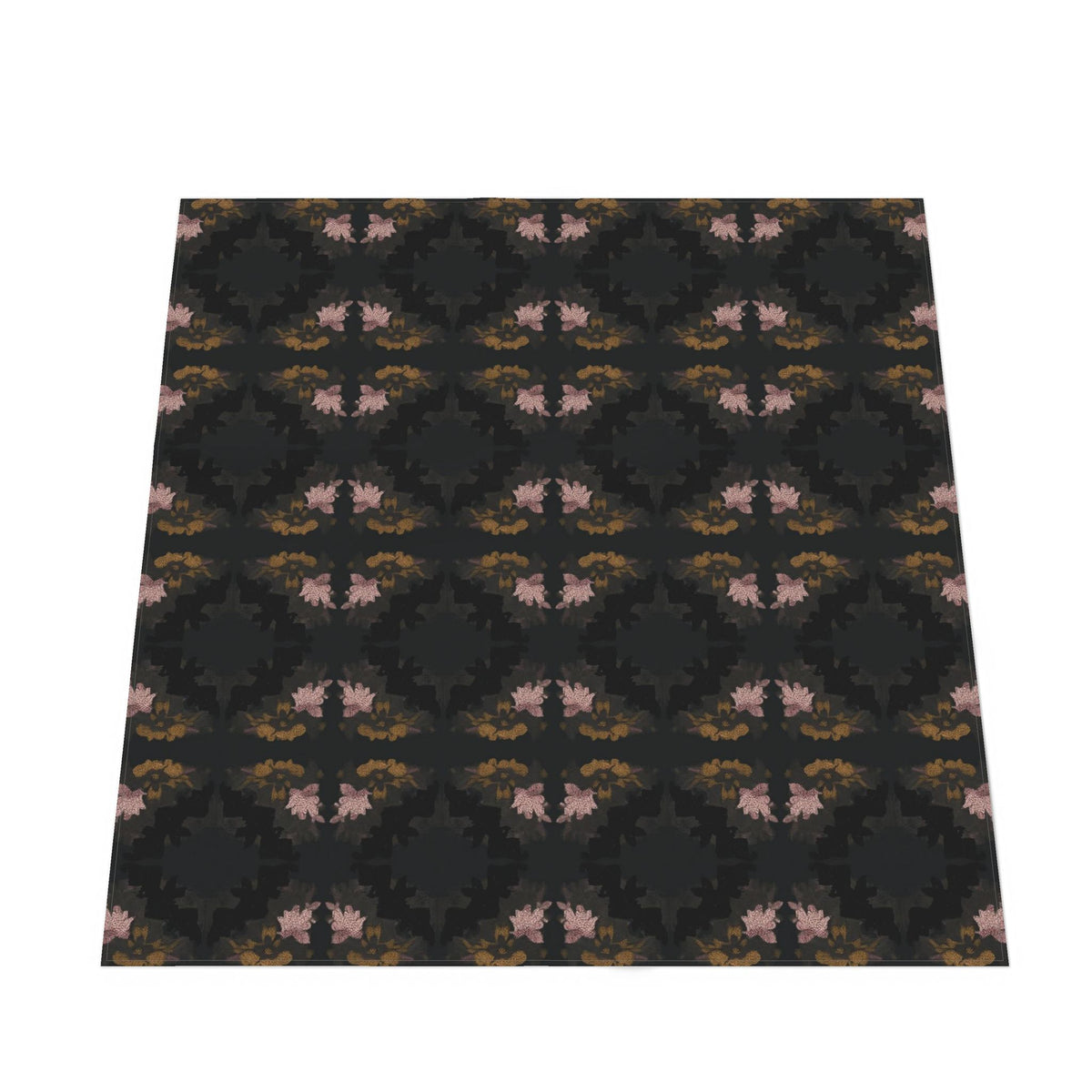 Noli June 'Sue Blamed It on Mercury Retrograde' mahjong tablecloth — inky ground with a plum-and-gold diamond motif