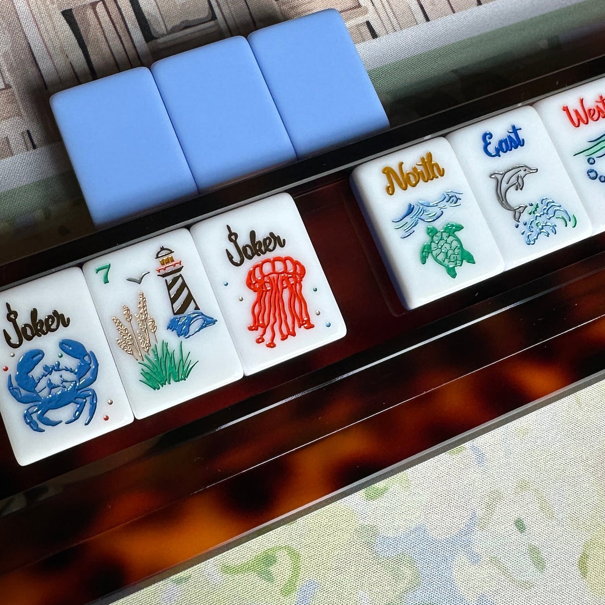 Tortoiseshell Straight Edge Mahjong Racks