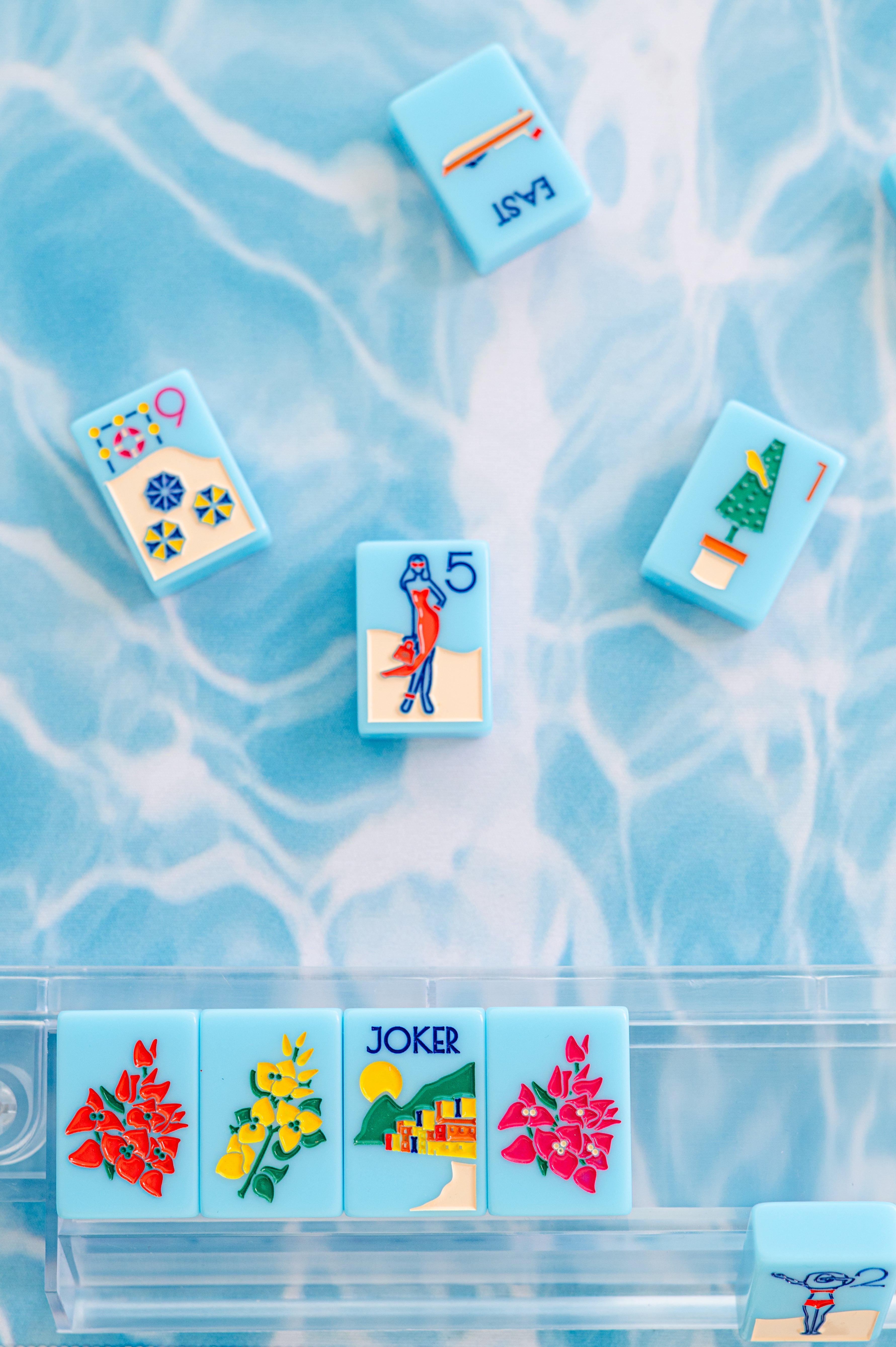 THE RIVIERA JET SET -  MAHJONG TILES:  PORTOFINO BLUE