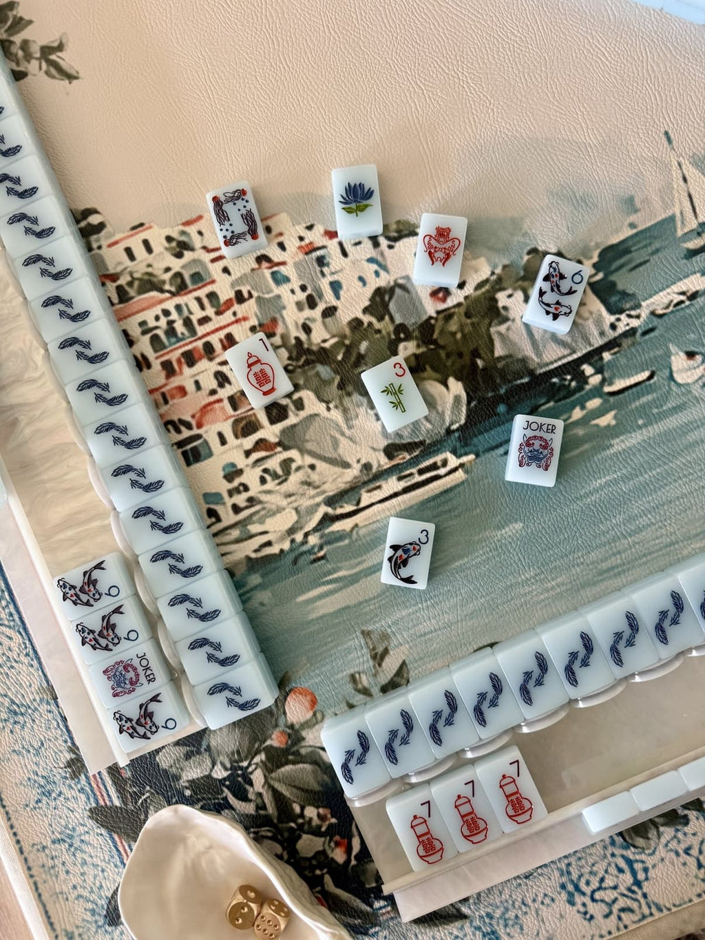 Marlene mahjong mat styled with tiles