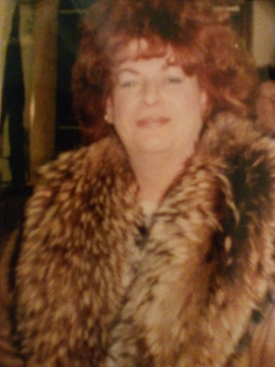 Sue, the founder's grandmother, in her leopard fur