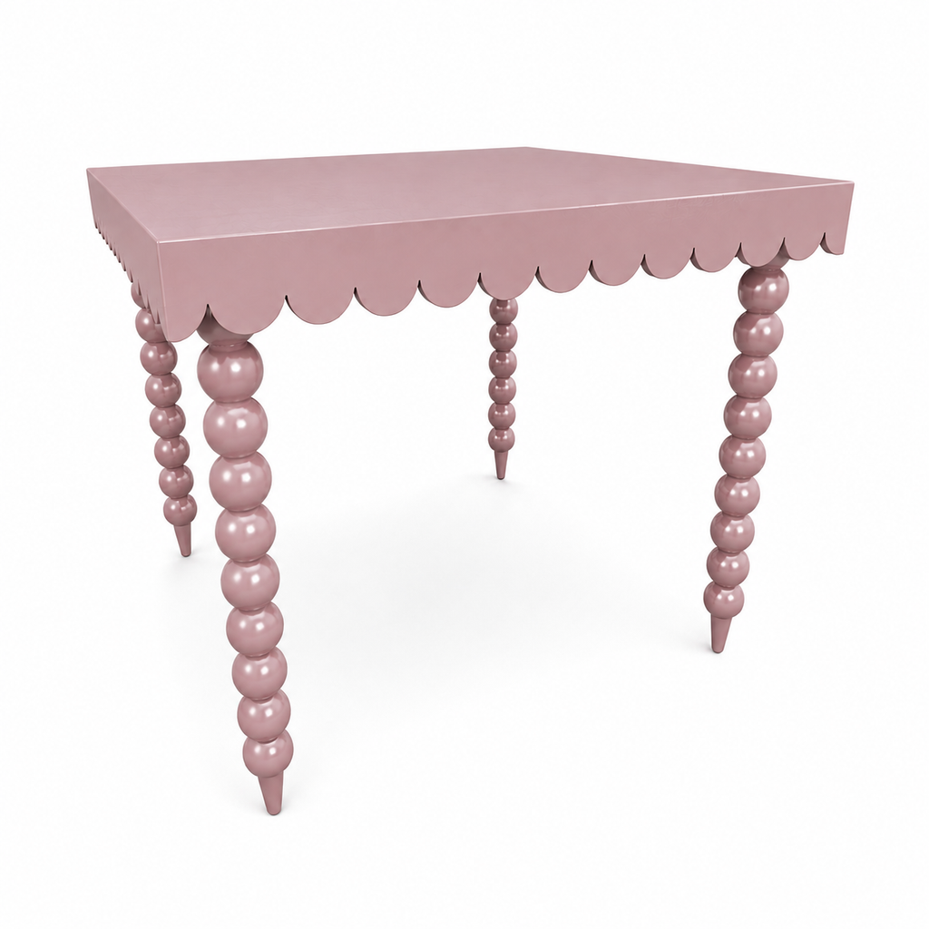 Sue Adores a Scallop mahjong table in Dusty Rose
