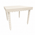 Sue Adores a Scallop mahjong table in Marshmallow, scalloped apron and turned bobbin legs